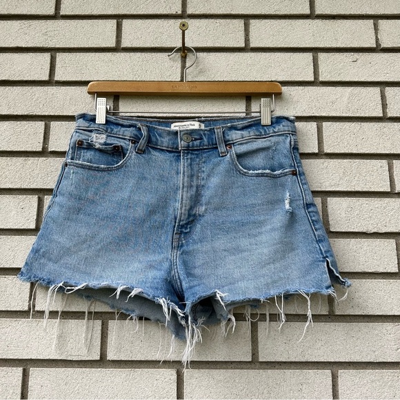 Abercrombie & Fitch Pants - Abercrombie & Fitch The Mom Short High Rise Distressed Denim Cutoff Jean Shorts